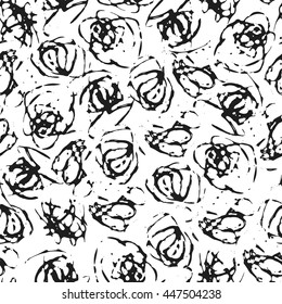 Ink hand drawn abstract seamless pattern