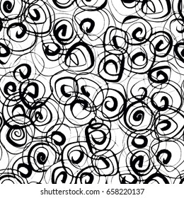 Ink hand drawn abstract seamless pattern 