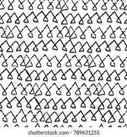 Ink hand drawn abstract seamless pattern