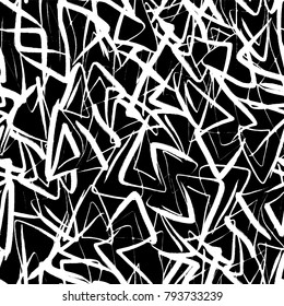 Ink hand drawn abstract triangles seamless pattern