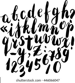 Ink hand drawn alphabet. Vector illustration. Brush painted letters. ABC Painted Letters. Modern Brushed Lettering. Painted Alphabet