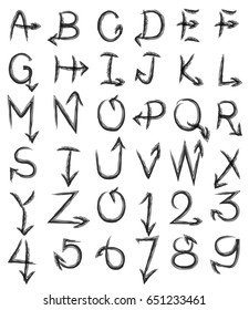 ink hand drawn arrow font