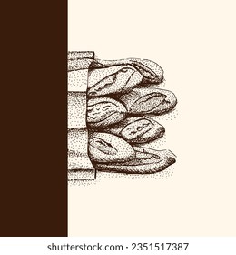 ink Hand Drawn Breads baguette lines