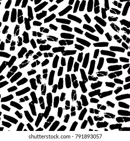 Ink hand drawn brush strokes seamless pattern