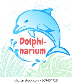 Ink hand drawn dolphin artistic illustration ready for banners and another creative use