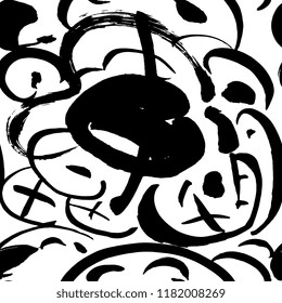 Ink hand drawn flower seamless pattern. Elements for design. White background.
Vector.