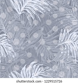 Ink hand drawn Jungle seamless pattern with Palm leaves