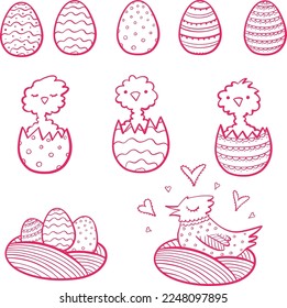 ink hand drawn pink eggs