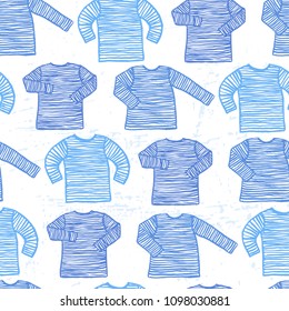 Ink hand drawn seamless pattern with seamen singlets Design with a marine mood