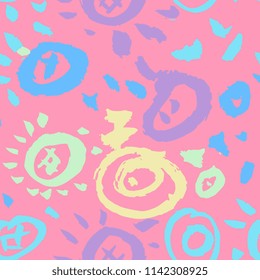 Ink hand drawn seamless pattern with geometric elements. Vector elements for design. White background.
