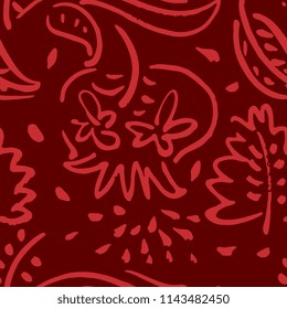 Ink hand drawn seamless pattern. Geometric elements for design. White background.
