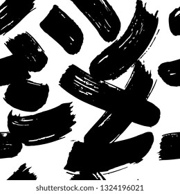 Ink hand drawn seamless pattern. Geometric elements for design. White background.