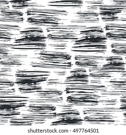 Ink hand drawn seamless pattern with brush strokes