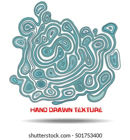 Ink hand drawn texture. Psychedelic blue wave background. Marble pattern