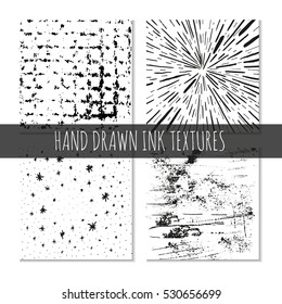 Ink hand drawn textures. Can be used for wallpaper, background of web page, scrapbook, party decoration, t-shirt design, card, print, poster, invitation, packaging and so on.