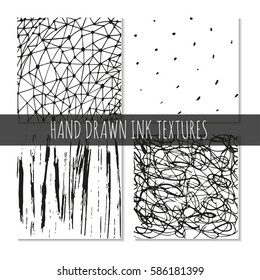 Ink hand drawn textures. Can be used for wallpaper, background of web page, scrapbook, party decoration, t-shirt design, card, print, poster, invitation, packaging and so on.