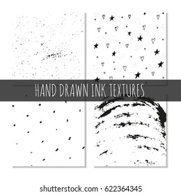 Ink hand drawn textures. Can be used for wallpaper, background of web page, scrapbook, party decoration, t-shirt design, card, print, poster, invitation, packaging and so on.