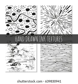 Ink hand drawn textures. Can be used for wallpaper, background of web page, scrapbook, party decoration, t-shirt design, card, print, poster, invitation, packaging.