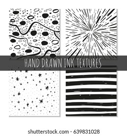 Ink hand drawn textures. Can be used for wallpaper, background of web page, scrapbook, party decoration, t-shirt design, card, print, poster, invitation, packaging.