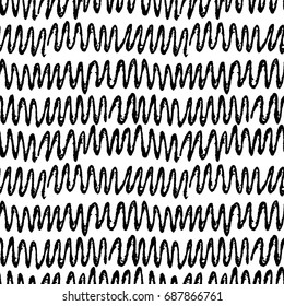 Ink hand drawn zigzag seamless pattern
