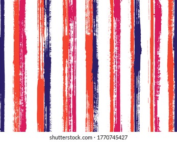 Ink handdrawn grunge stripes vector seamless pattern. Funky bedding textile print design. Retro texture grunge stripes, lines on white background. Repeatable pattern.