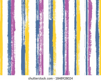 Ink handdrawn grunge stripes vector seamless pattern. Colored decorative wallpaper design. Retro texture grunge stripes, lines banner background. Repeatable ornament.