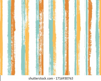 Ink handdrawn irregular stripes vector seamless pattern. Variegated maritime shirt textile design. Retro geometric irregular stripes, lines banner background. Seamless ornament.