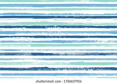 Ink handdrawn rough stripes vector seamless pattern. Messy maritime shirt textile design. Grainy geometric rough stripes, lines background graphics. Seamless pattern.