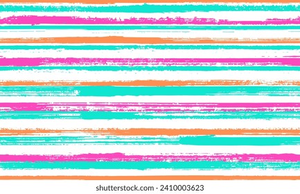 Ink handdrawn rough stripes vector seamless pattern. Variegated summer fashion design. Scratchy texture rough stripes, lines banner background. Repeatable pattern.