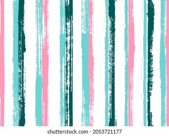 Ink handdrawn straight lines vector seamless pattern. Colored tartan plaid print design. Grainy texture straight lines, stripes banner background. Repeatable ornament.