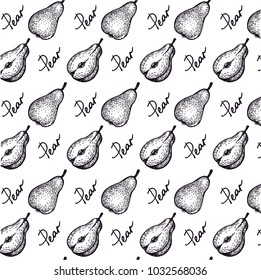 Ink hand-drawn vintage style pears pattern