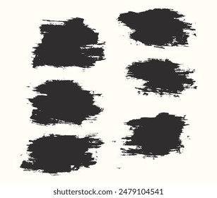 Ink hand-painted black color brush stroke illustration set