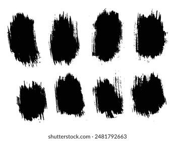 Ink hand-painted black color splatter brush stroke background set