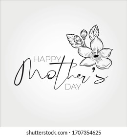 Ink handwriting Happy Mother's Day with a flower