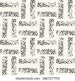 Ink Hatching Elements Textured Ethnic Checked Pattern
