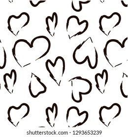 Ink hearts pattern. Vector