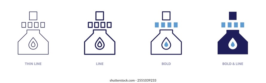 Ink icon in 4 different styles. Thin Line, Line, Bold, and Bold Line. Duotone style. Editable stroke.
