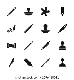 Ink icon. collection of 16 ink filled icons such as pen, splash, stamp, manuscript. editable ink icons for web and mobile.