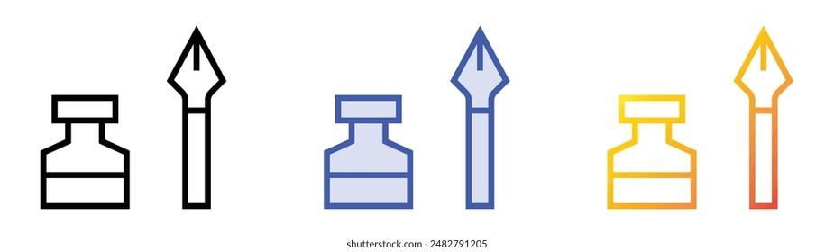 ink icon. Linear, Blue Fill and Gradient Style Design Isolated On White Background