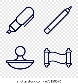 Ink icons set. set of 4 ink outline icons such as pen, stamp