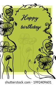 ink illustrated floral frame background
