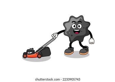ink illustration cartoon holding lawn mower , character design