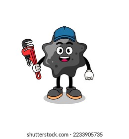 ink illustration cartoon as a plumber , character design