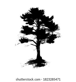 Ink Illustration des Anbaus des Kiefernbaums. Vektorgrafik.