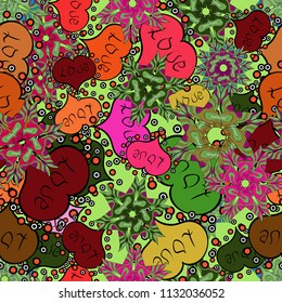 Ink illustration. Isolated with white, red and brown colors elements background. Seamless with hearts. Ornament for Valentine':s day. Brush strokes.