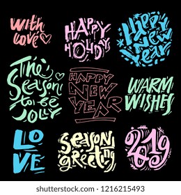 Ink illustration with motivation phrases. Hand lettering for your designs: logo, for posters, invitations, cards, etc. White background.