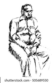 ink illustration an old