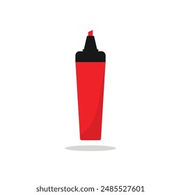 Ink illustration red marker pen, design or school pen on white background