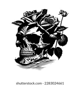 ink illustration the skull roses tattoo