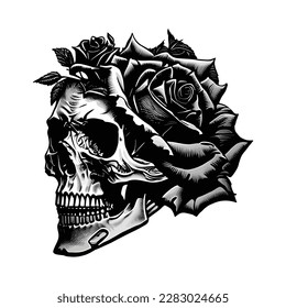 ink illustration the skull roses tattoo